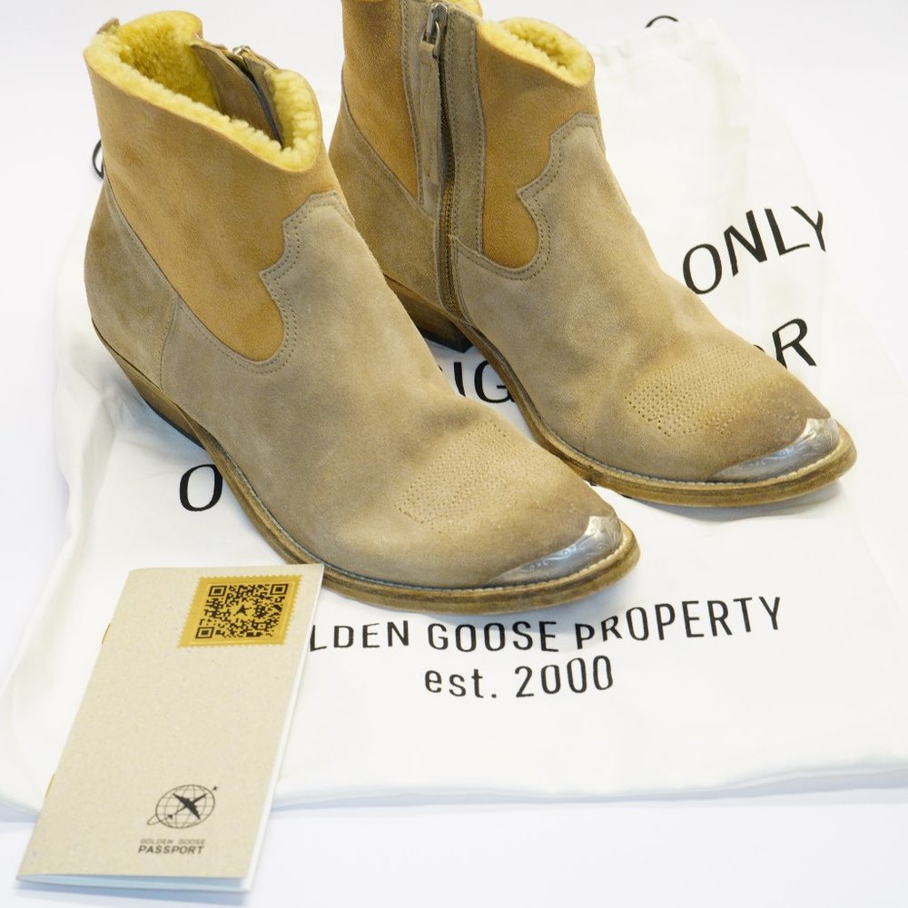 Golden Goose Young Shearling-Lined Suede Ankle Boots, New W COA, Bag